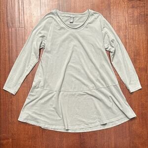 Ischiko Muted Sage Green Long Sleeve Lagenlook Mini Tunic Dress, Size Med (6/8)